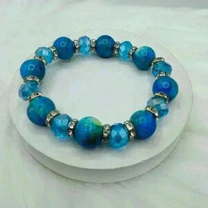Blue Earth Beaded Bracelet